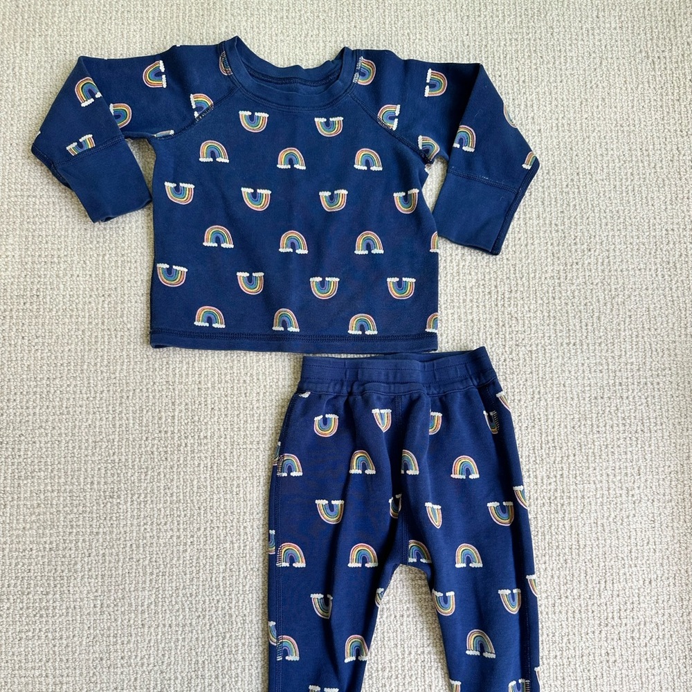 Hanna Andersson Blue Rainbow Kids Matching Set